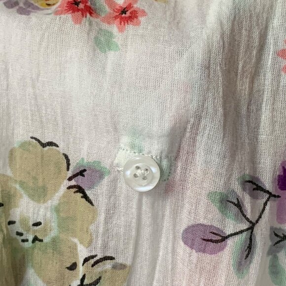 Floral Embroidered Boho Cottagecore Blouse 100% Cotton Lightweight L Romantic - Picture 4 of 11
